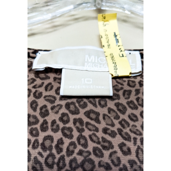 Michael Kors Animal Leopard Print Dress Dropped Shoulder Sleeveless V neck SZ 10 - Picture 6 of 7